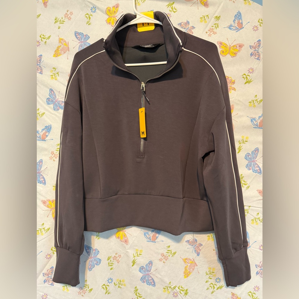 Member’s Mark Women’s Sand Wash Half-Zip Pullover Black Medium NWT